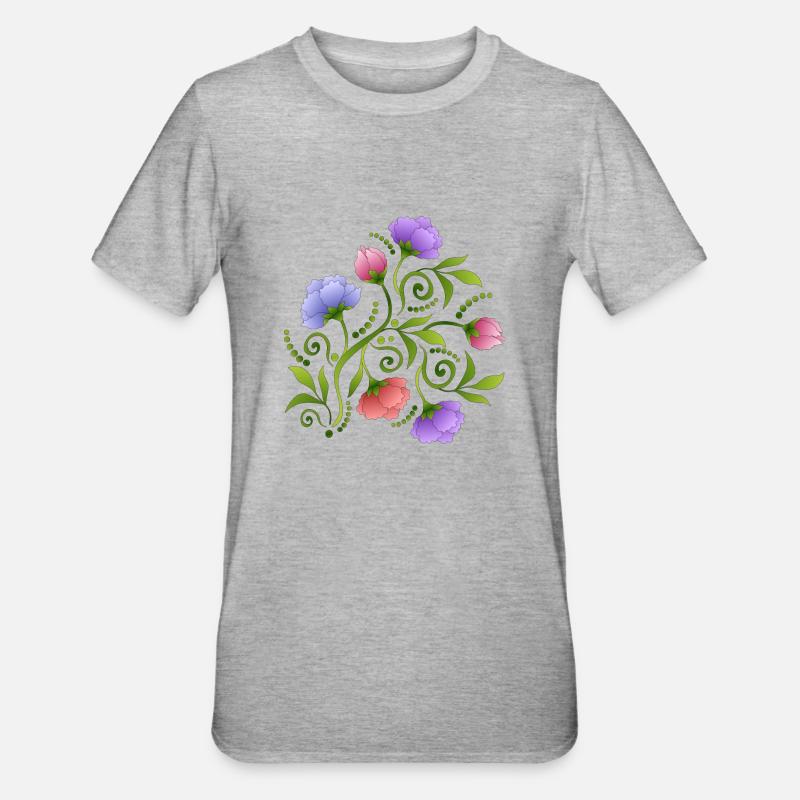 Fleur - T-shirt polycoton Unisexe - gris chiné