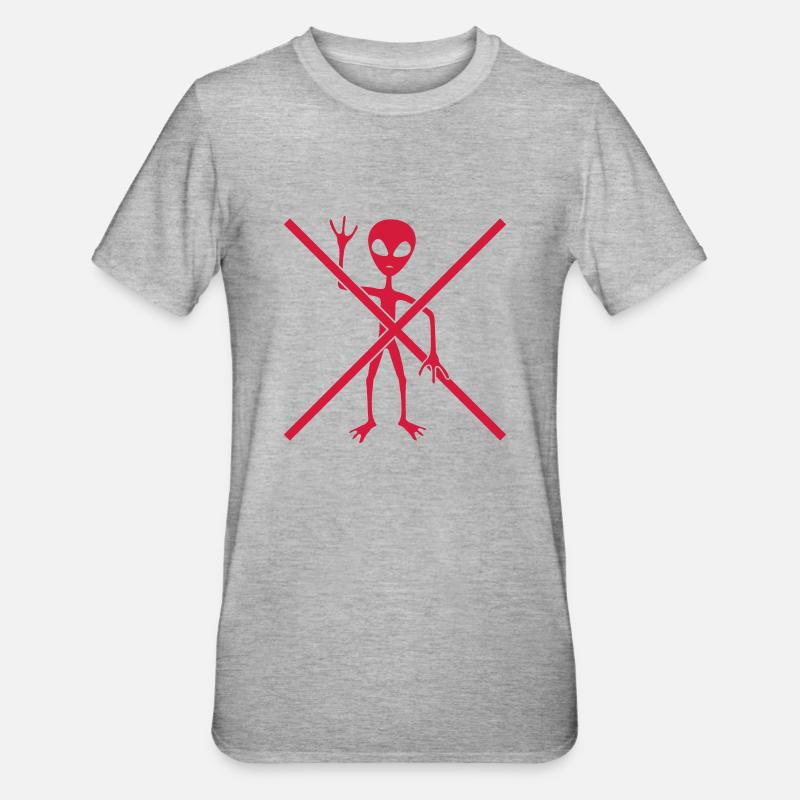 Bouclier Interdit visiteurs extraterrestres - T-shirt polycoton Unisexe - gris chiné