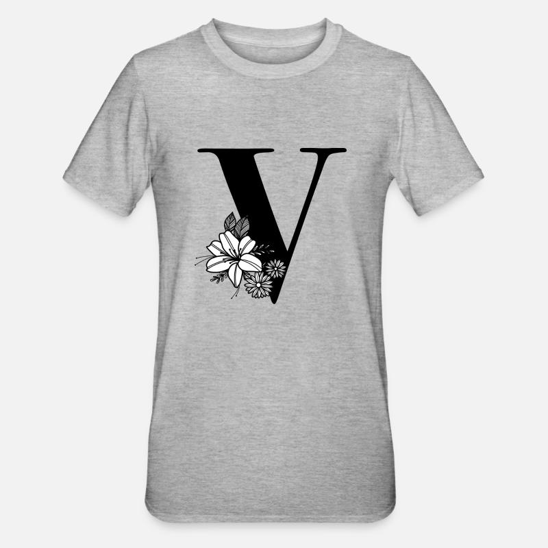 Letter V - Unisex Polycotton T-Shirt - heather grey