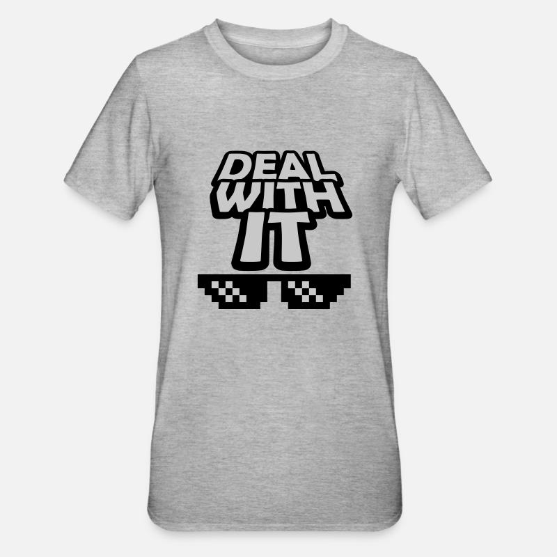 Traitez-le lettrage - T-shirt polycoton Unisexe - gris chiné