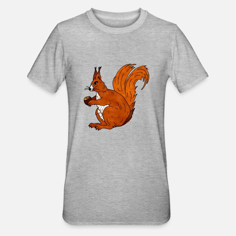 Eichhörnchen - Unisex Polycotton T-Shirt - Grau meliert