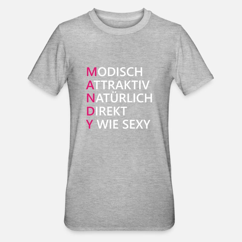 Mandy Name Geschenk - Unisex Polycotton T-Shirt - Grau meliert