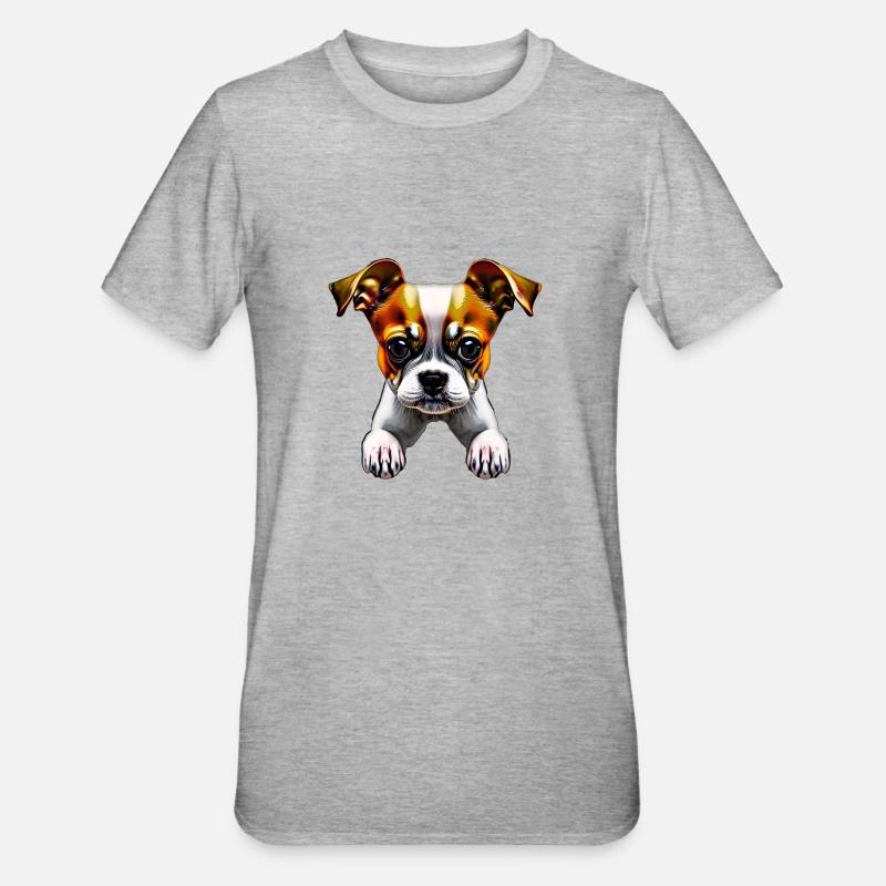 Petit chiot mignon - T-shirt polycoton Unisexe - gris chiné