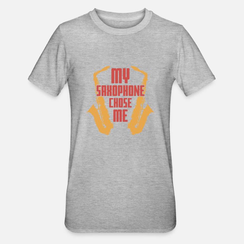 Saxophon Jazz - Unisex Polycotton T-Shirt - Grau meliert
