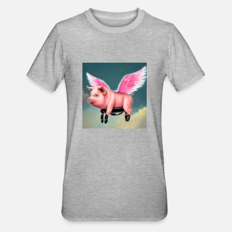 Cochon volant - T-shirt polycoton Unisexe - gris chiné