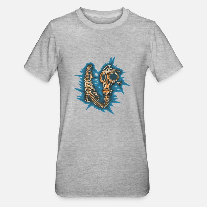 Gasmask Spikey Contexte - T-shirt polycoton Unisexe - gris chiné