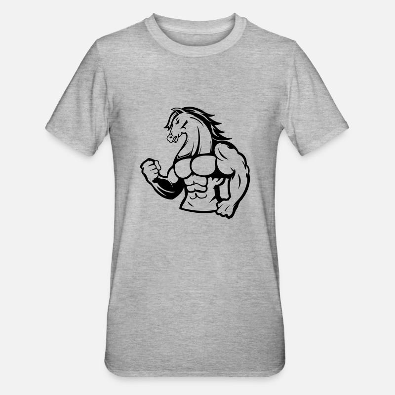 Starkes Pferd - Unisex Polycotton T-Shirt - Grau meliert