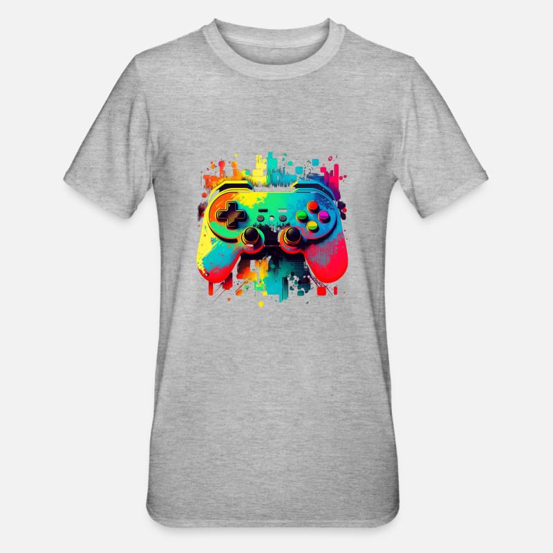 Game Retro - Unisex Polycotton T-Shirt - Grau meliert