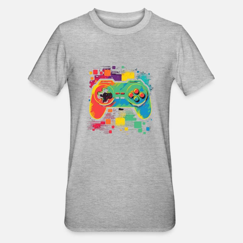 Console rétro - T-shirt polycoton Unisexe - gris chiné