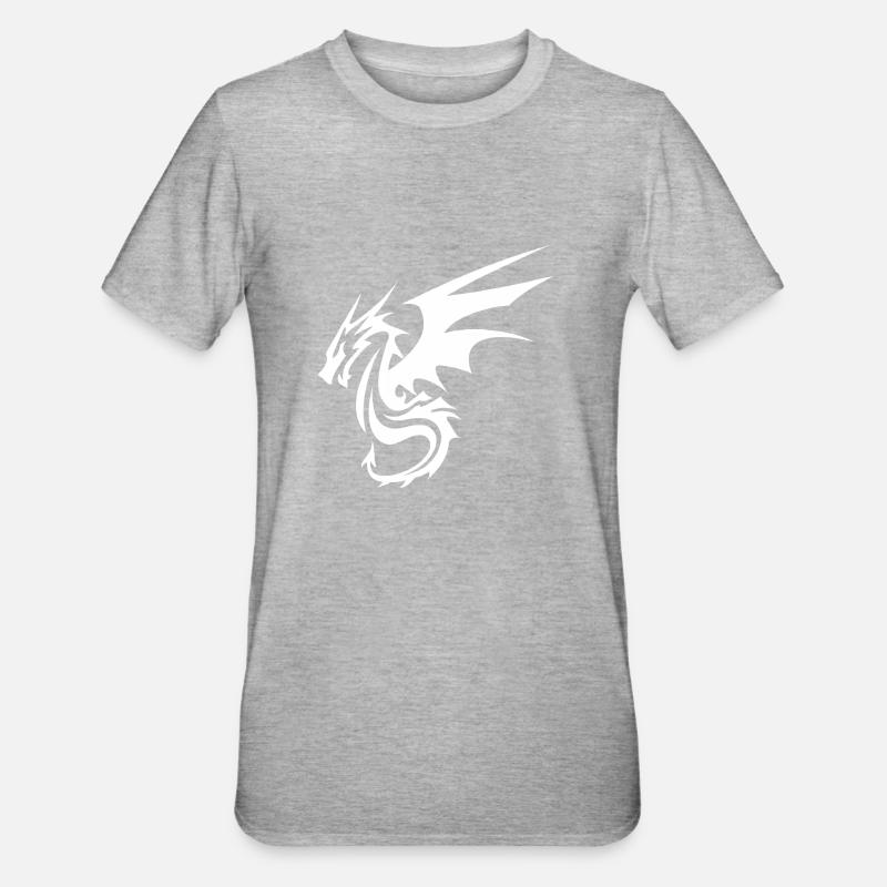 White Dragon - Unisex Polycotton T-Shirt - heather grey