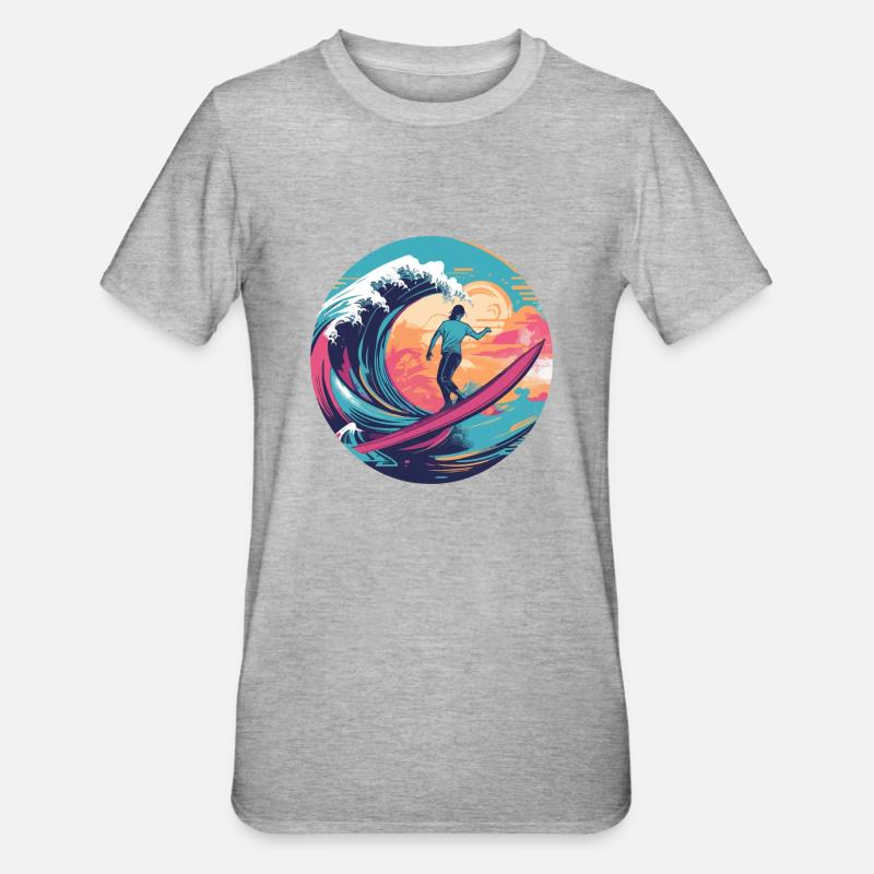 Surf David - T-shirt polycoton Unisexe - gris chiné