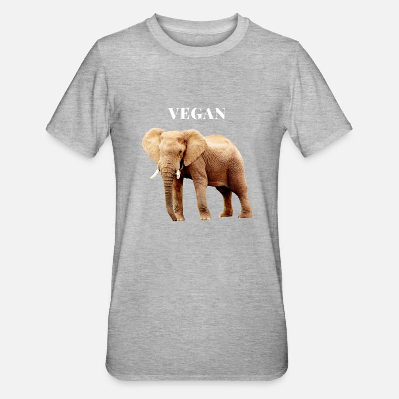 Éléphant végétalien - T-shirt polycoton Unisexe - gris chiné