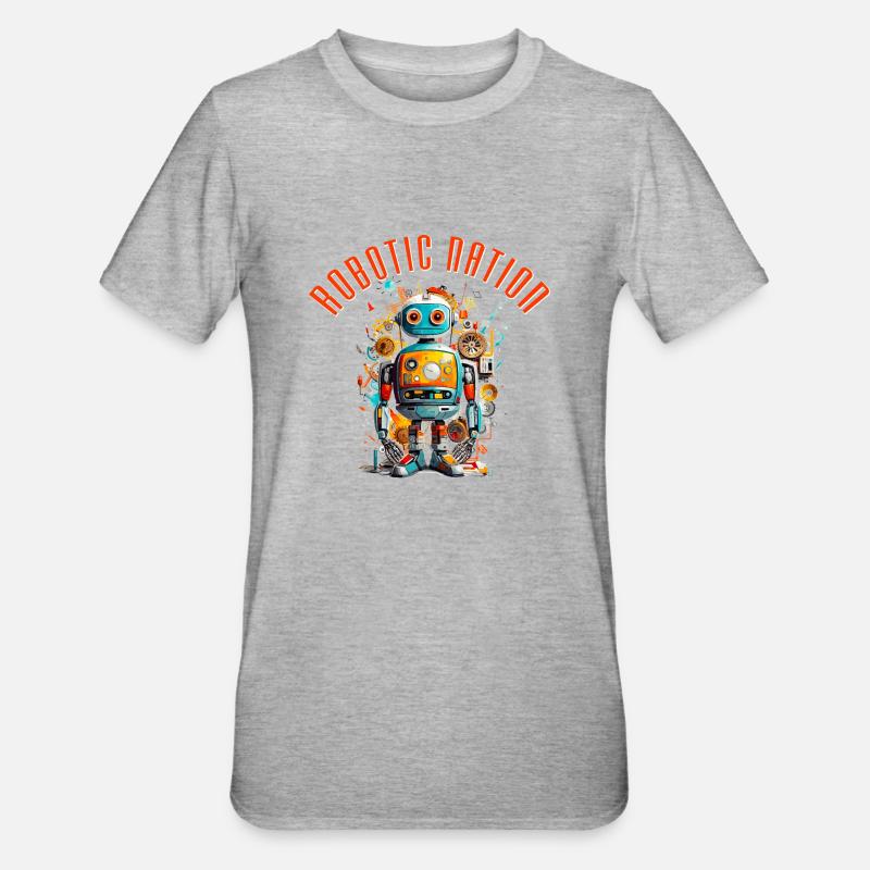 Roboter-Nation 3 - Unisex Polycotton T-Shirt - Grau meliert