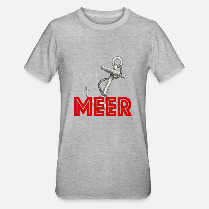Ich will meer - Unisex Polycotton T-Shirt - Grau meliert