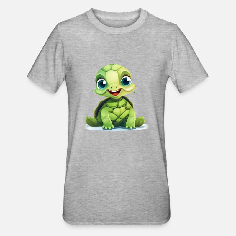 Mignon bébé tortue - T-shirt polycoton Unisexe - gris chiné