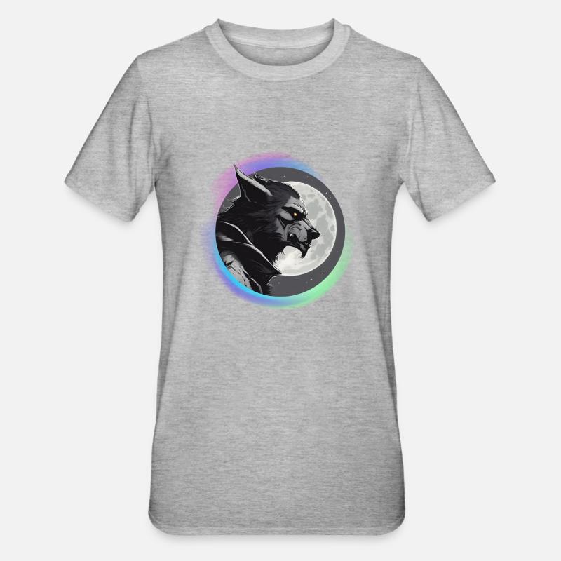 Werwolf spitzt die Ohren - Unisex Polycotton T-Shirt - Grau meliert