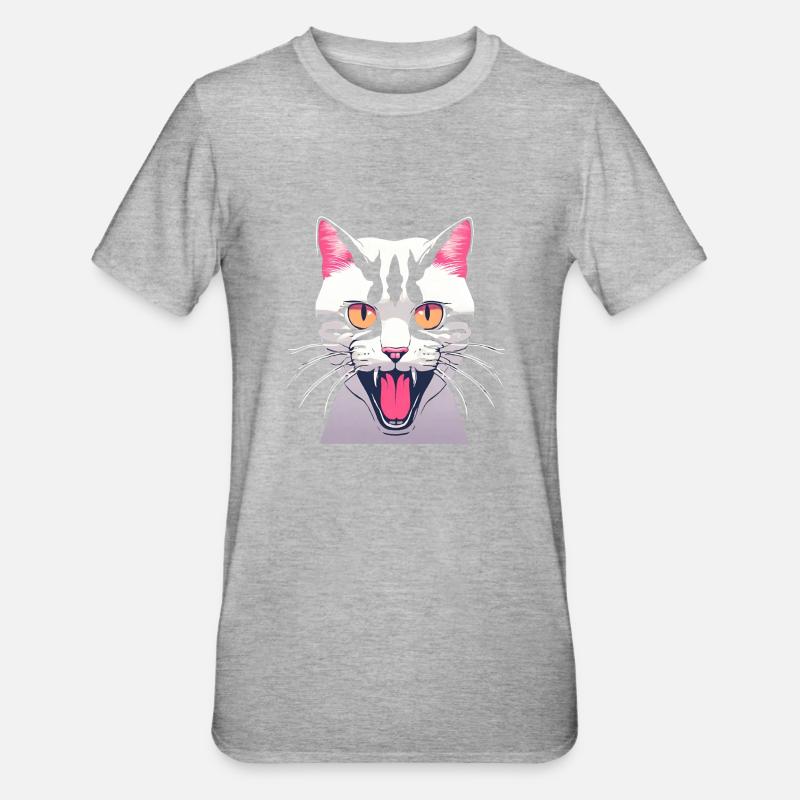 Wütende Katze - Unisex Polycotton T-Shirt - Grau meliert