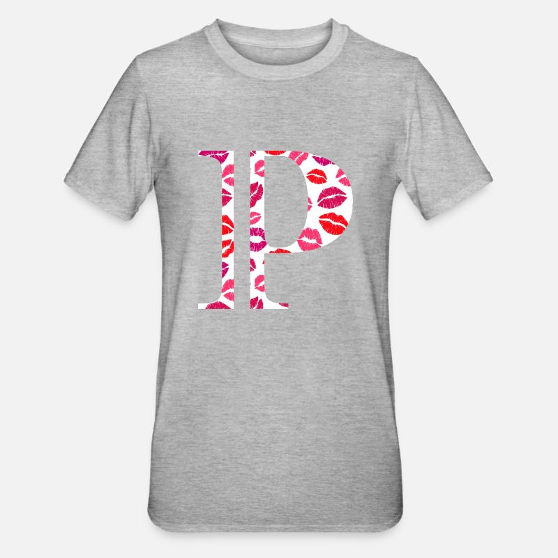 Lettre p bisous - T-shirt polycoton Unisexe - gris chiné
