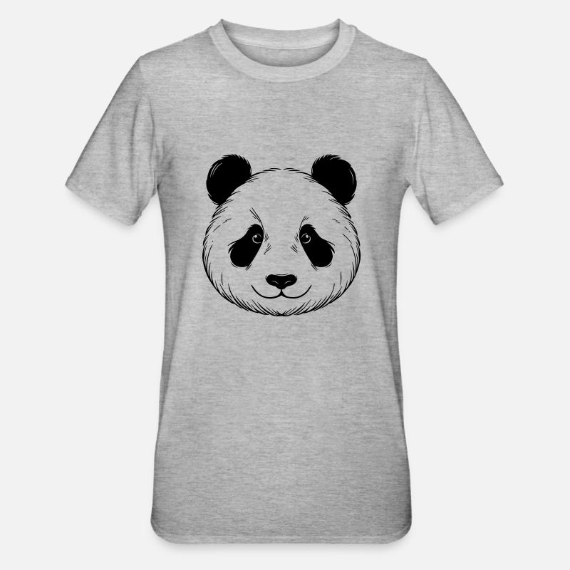Panda - Unisex Polycotton T-Shirt - heather grey