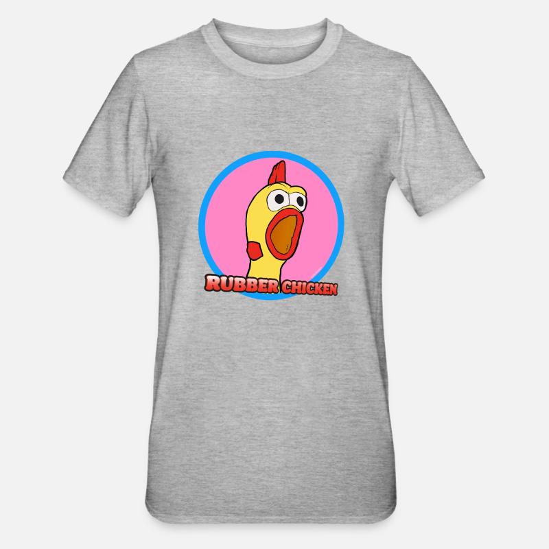 Poulet en caoutchouc hurlant - T-shirt polycoton Unisexe - gris chiné