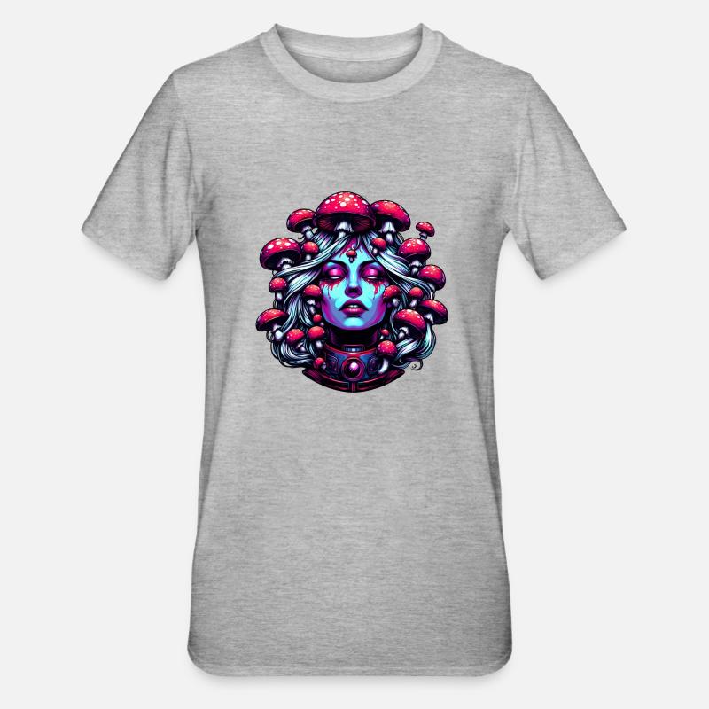 Beauté psychédélique des champignons - T-shirt polycoton Unisexe - gris chiné