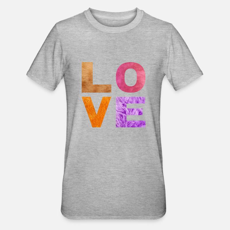L O V E - Unisex Polycotton T-Shirt - heather grey