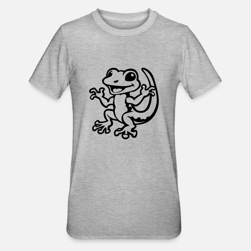 gecko tier - Unisex Polycotton T-Shirt - Grau meliert