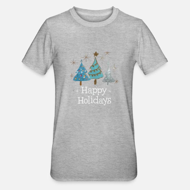 Happy Holidays - Unisex Polycotton T-Shirt - Grau meliert