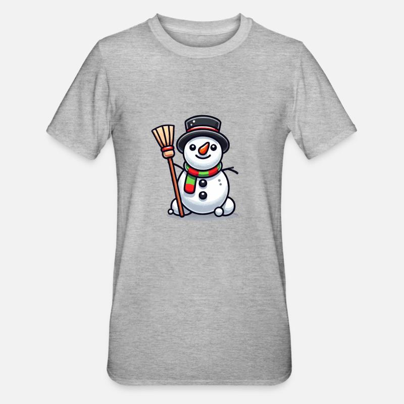 Schneemann Comic - Unisex Polycotton T-Shirt - Grau meliert