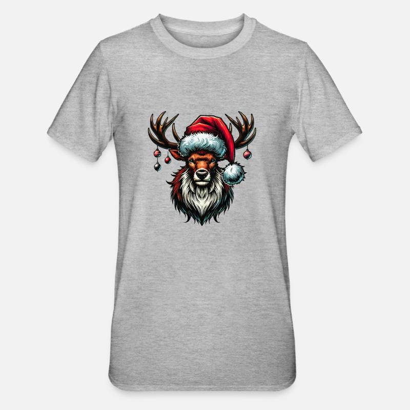 Cerf Noël Renne - T-shirt polycoton Unisexe - gris chiné