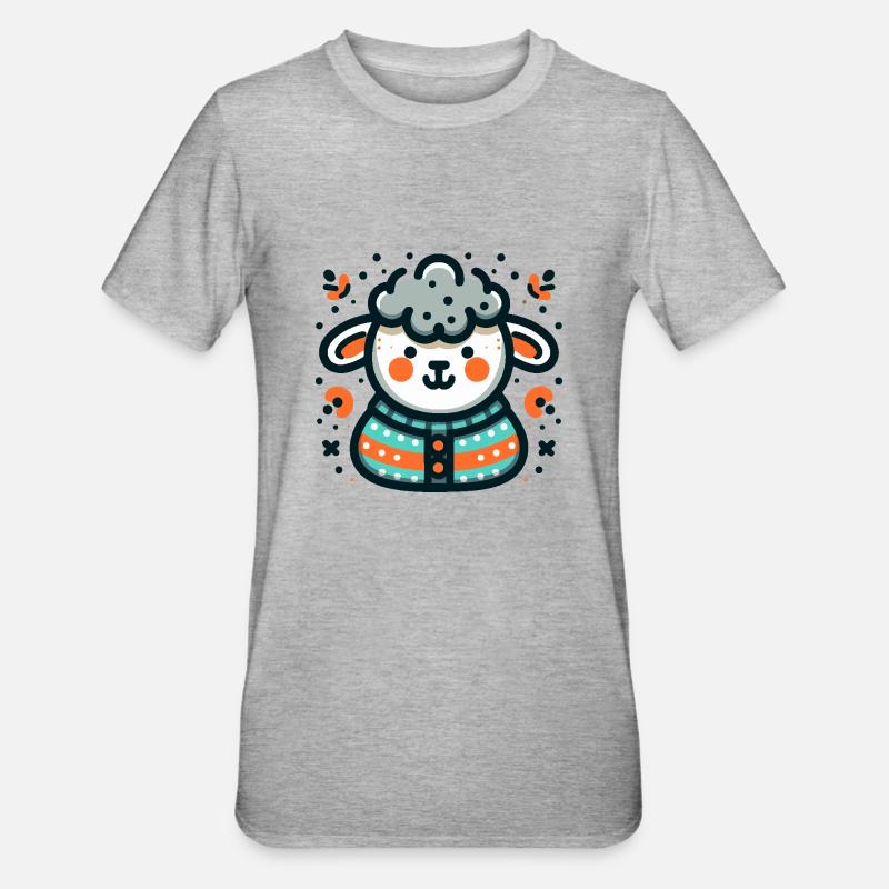 Cute sheep in a sweater - Unisex Polycotton T-Shirt - heather grey
