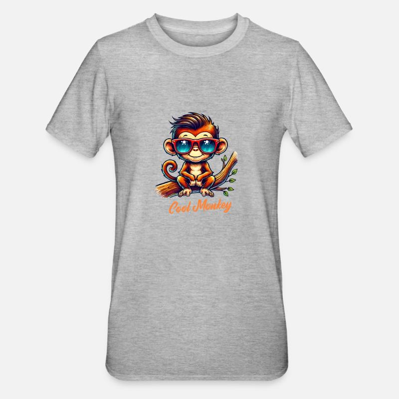 affe sonnenbrille comic - Unisex Polycotton T-Shirt - Grau meliert