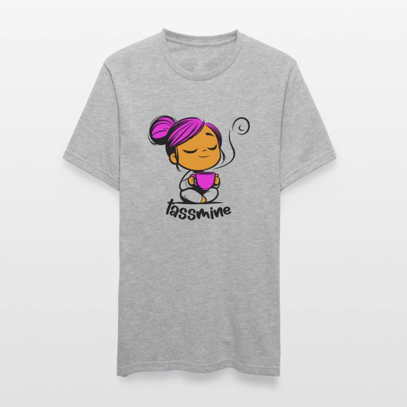 Tassmine enspannt mit einer Tasse Tee oder Kaffee Unisex Polycotton T-Shirt