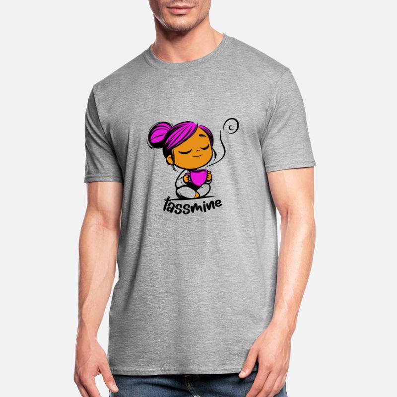 Tassmine enspannt mit einer Tasse Tee oder Kaffee Unisex Polycotton T-Shirt