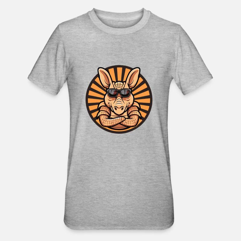 Gürteltier Cool Comic - Unisex Polycotton T-Shirt - Grau meliert