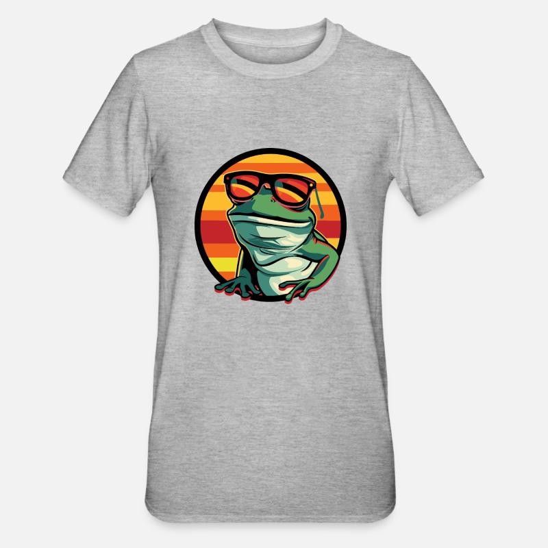 Frosch Cool Comic - Unisex Polycotton T-Shirt - Grau meliert