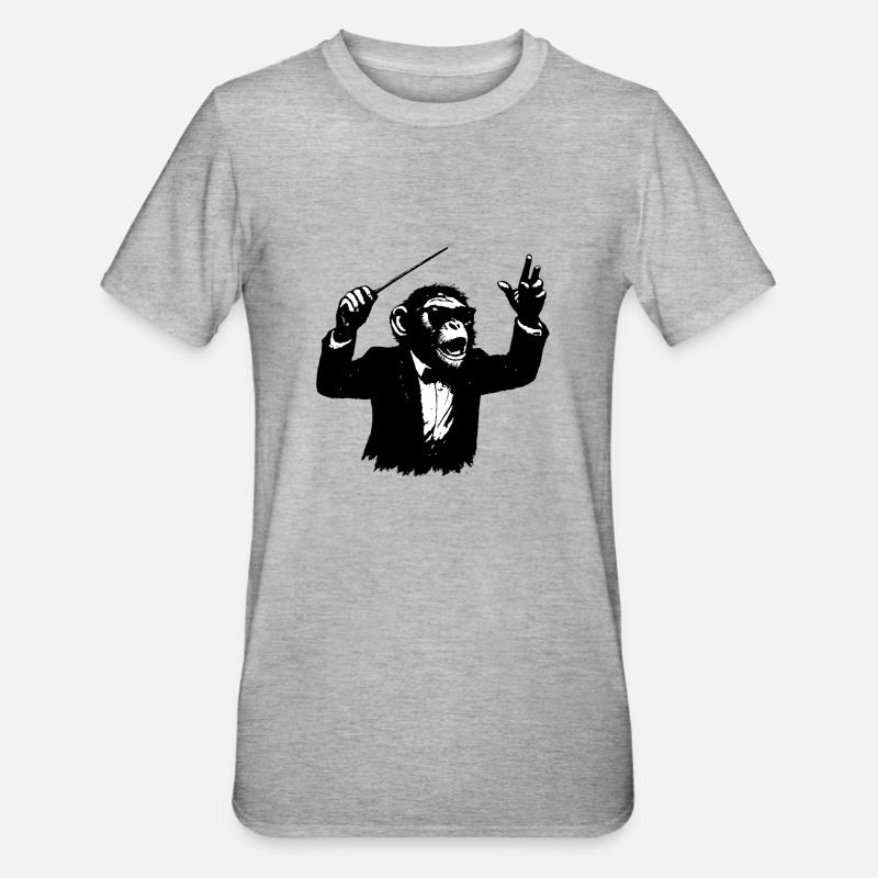 Affen Dirigent im Affenorchester - Unisex Polycotton T-Shirt - Grau meliert