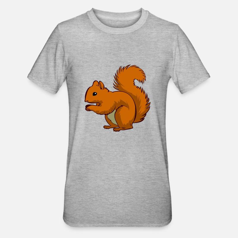 Ecki das Eichhörnchen - Unisex Polycotton T-Shirt - Grau meliert
