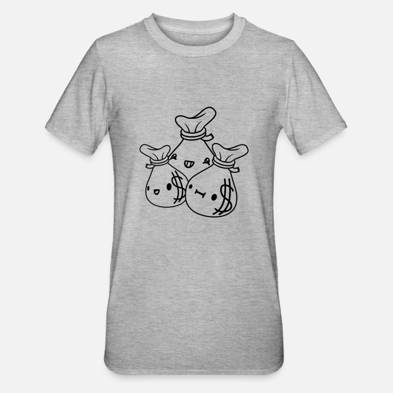 Comic Geldsäcke Freunde Team - Unisex Polycotton T-Shirt - Grau meliert