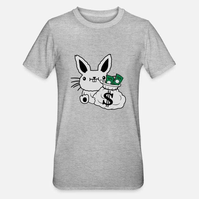 Rich Money Bag Easter Banknotes - Unisex Polycotton T-Shirt - heather grey