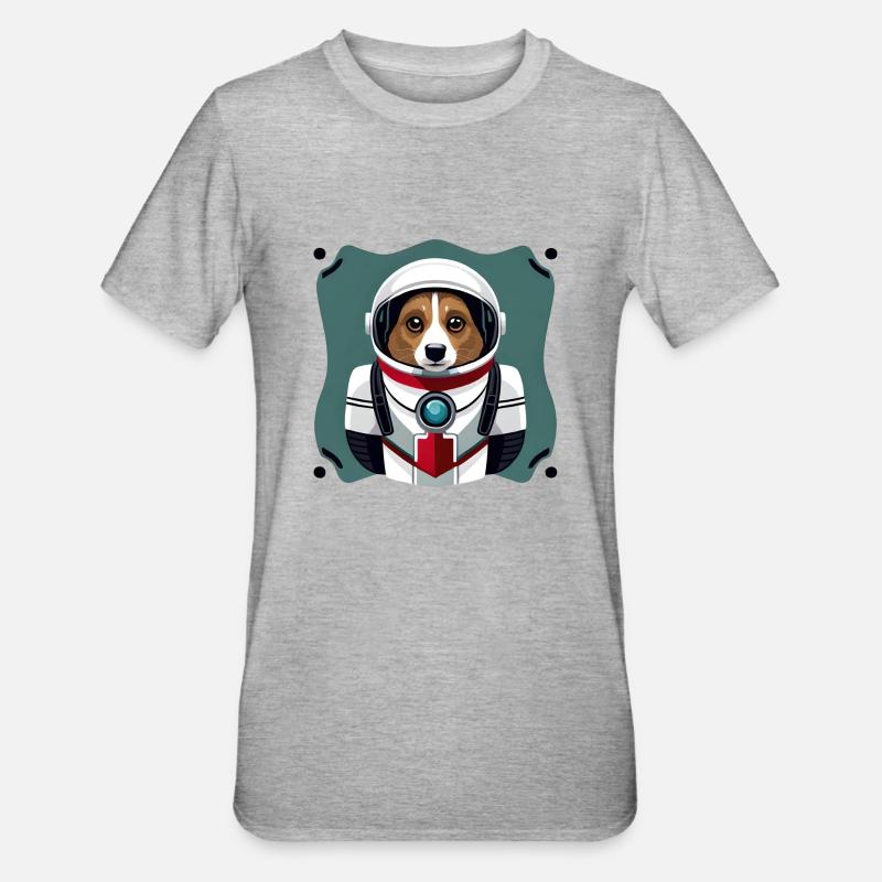Chien dans l'espace - T-shirt polycoton Unisexe - gris chiné