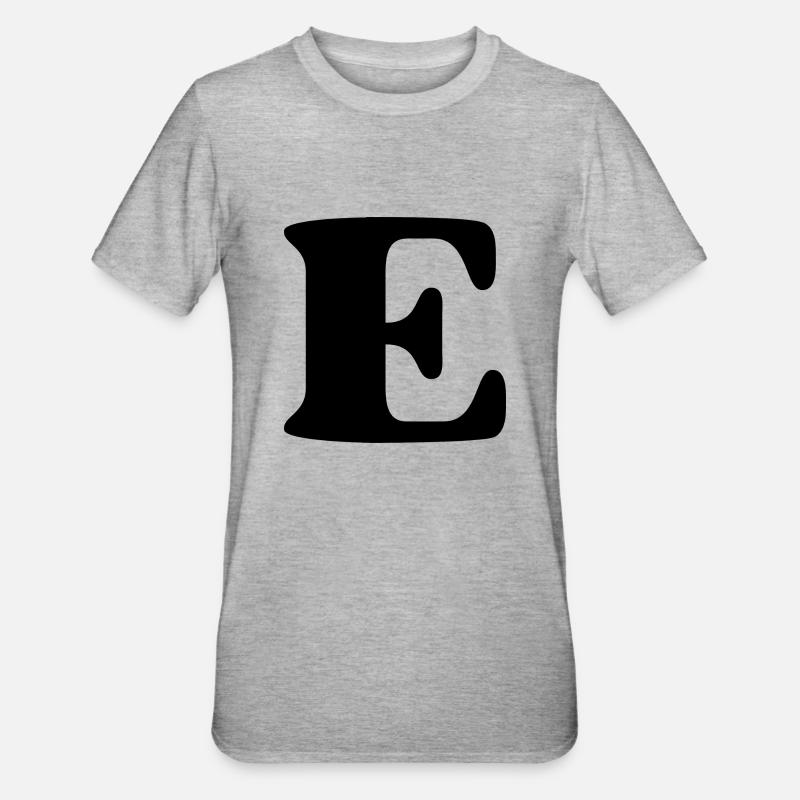 Lettre e - T-shirt polycoton Unisexe - gris chiné
