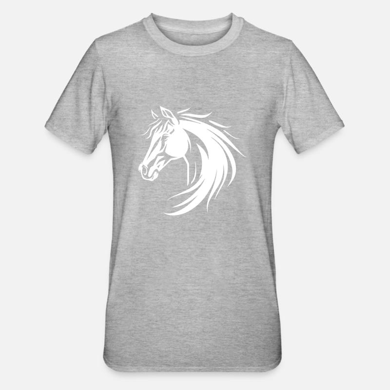 Pferd - Unisex Polycotton T-Shirt - Grau meliert