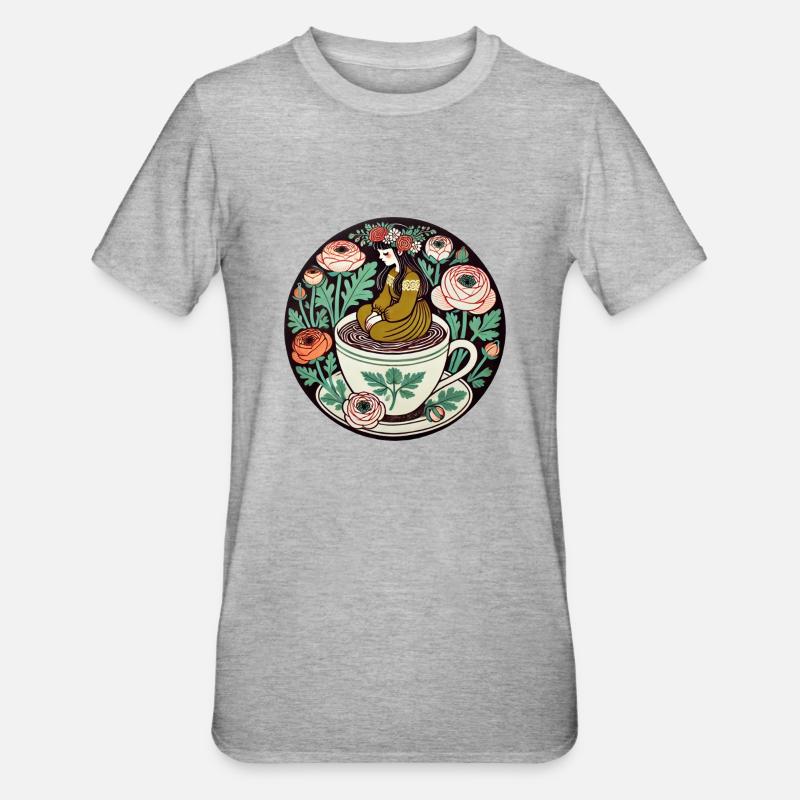 Fille à l’heure du thé - T-shirt polycoton Unisexe - gris chiné