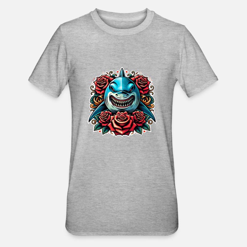 Requin - T-shirt polycoton Unisexe - gris chiné