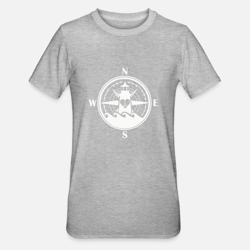 Kompass Anker Leuchtturm - Unisex Polycotton T-Shirt - Grau meliert