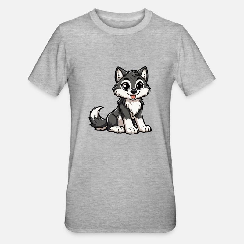 Mädchen-Wolf - Unisex Polycotton T-Shirt - Grau meliert