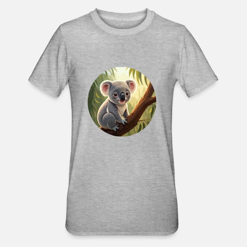 Koala-Bär im Baum - Unisex Polycotton T-Shirt - Grau meliert