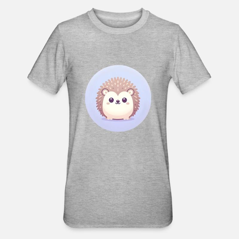 hérisson dessin animé illustration - T-shirt polycoton Unisexe - gris chiné
