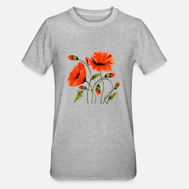 Blumen - Unisex Polycotton T-Shirt - Grau meliert